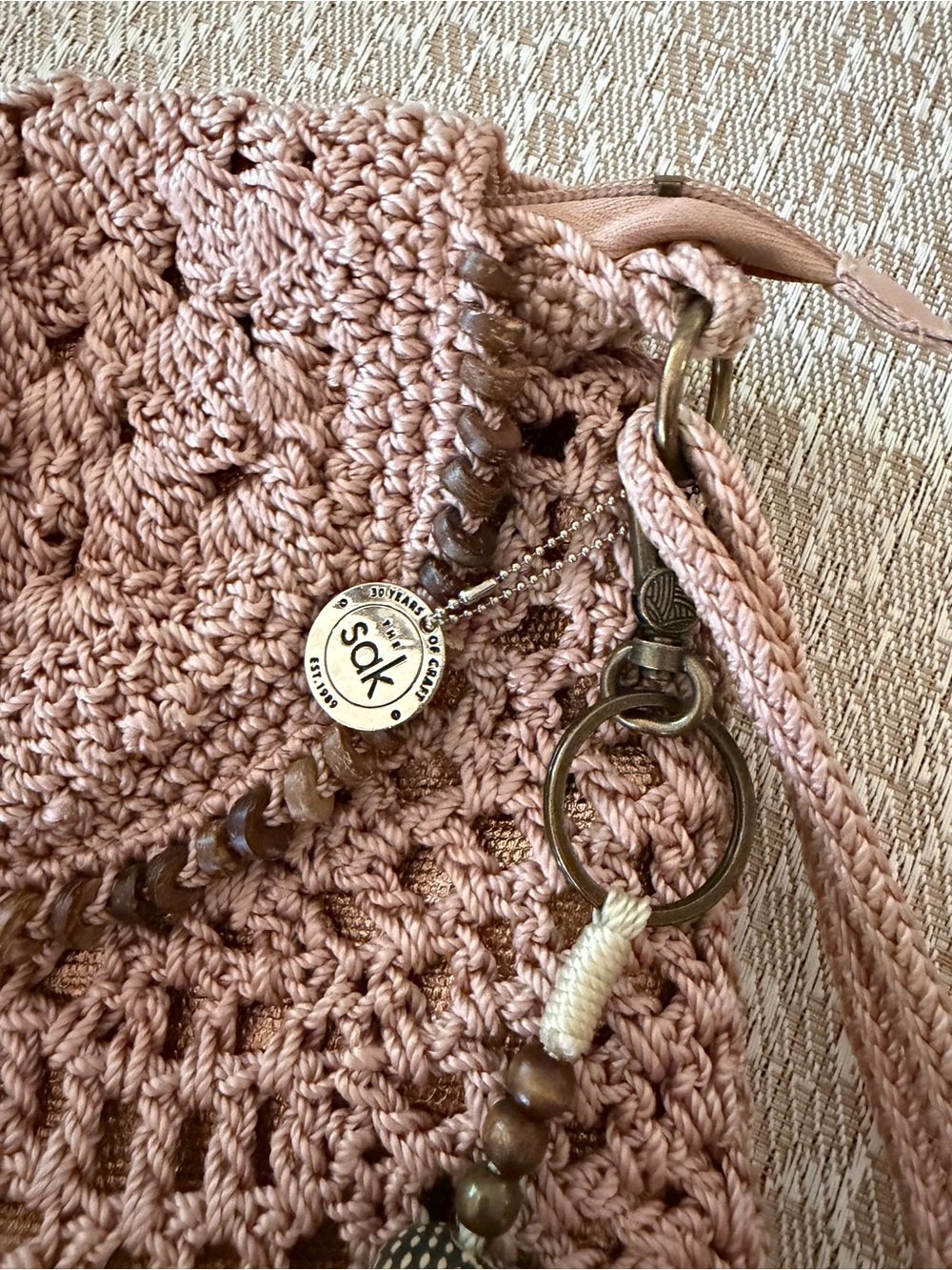 The Sak “Sayulita” crochet blush pink bag 30 year anniversary bag - Picture 14 of 16